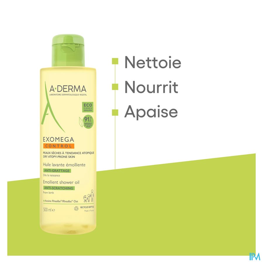 A-DERMA - EXOMEGA CONTROL HUILE LAVANTE ÉMOLLIENT ANTI-GRATTAGE REFILL peau à tendance atopique