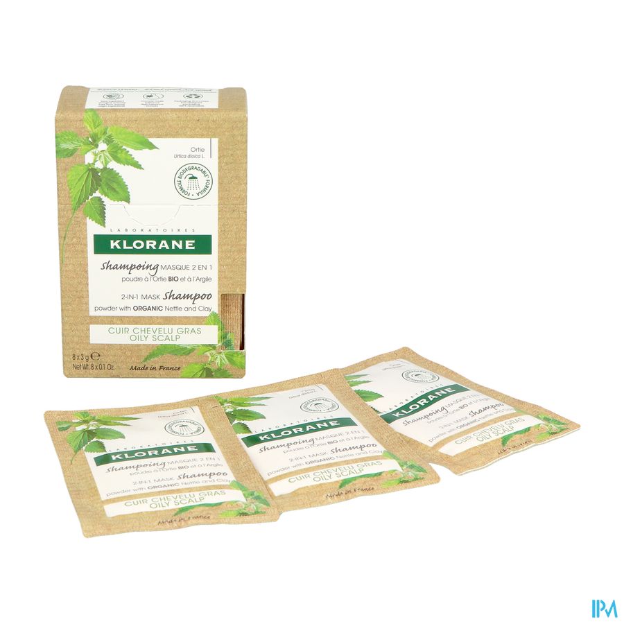 Klorane - Shampoing masque à la poudre d’Ortie BIO – cuir chevelu gras