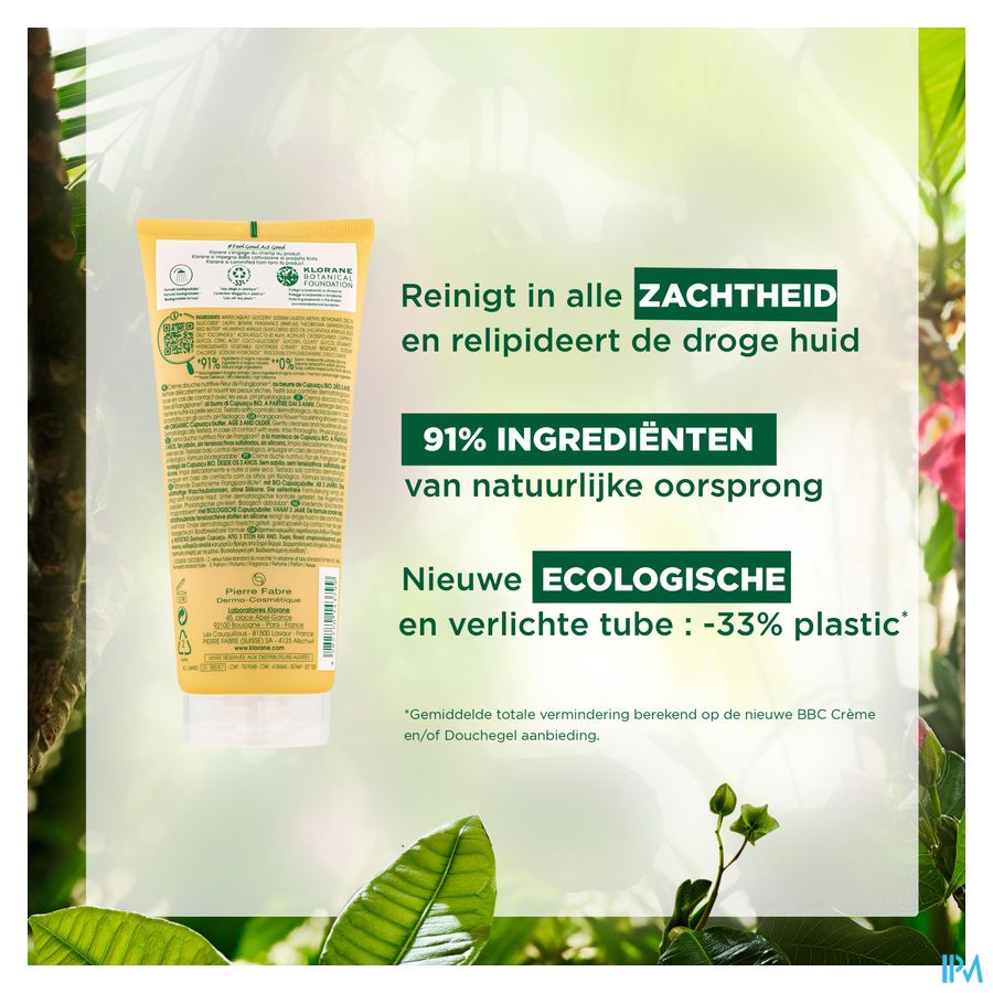Klorane - Crème douche au Cupuaçu BIO - Fleur de Frangipanier - Peau sèche