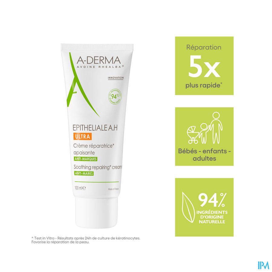 A-DERMA - EPITHELIALE A. H. ULTRA CRÈME RÉPARATRICE APAISANTE - Soin cicatrisant anti-marques, anti-douleur, Post-peeling, post-laser