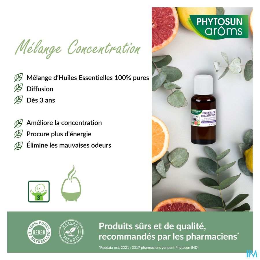 Phytosun® Mélange D’Huiles Essentielles – Concentration – 30 ml – Plus D’Énergie