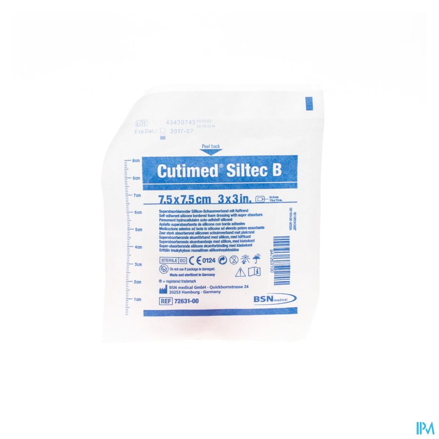 Cutimed Siltec B Cp Steril 7,5x 7,5cm 1 7328400