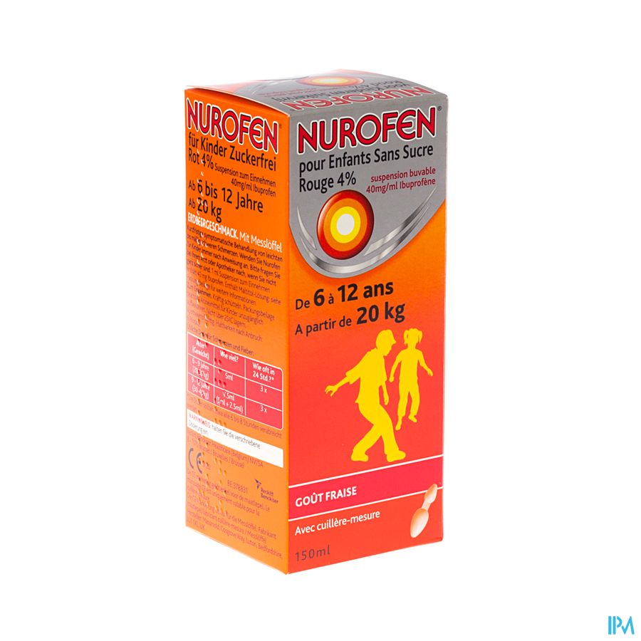 Nurofen Enfant S/sucre 4% Fraise Susp Buv 150ml