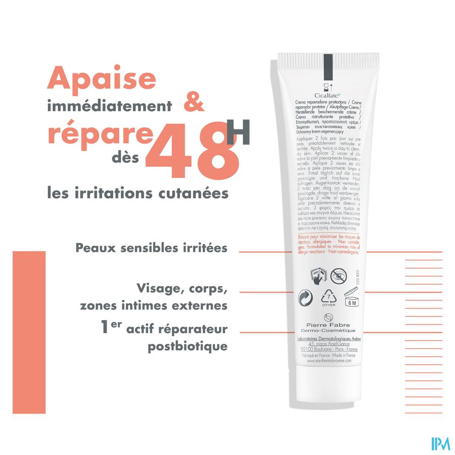 Avène Cicalfate+ Crème réparatrice protectrice Irritations cutanées 40ml