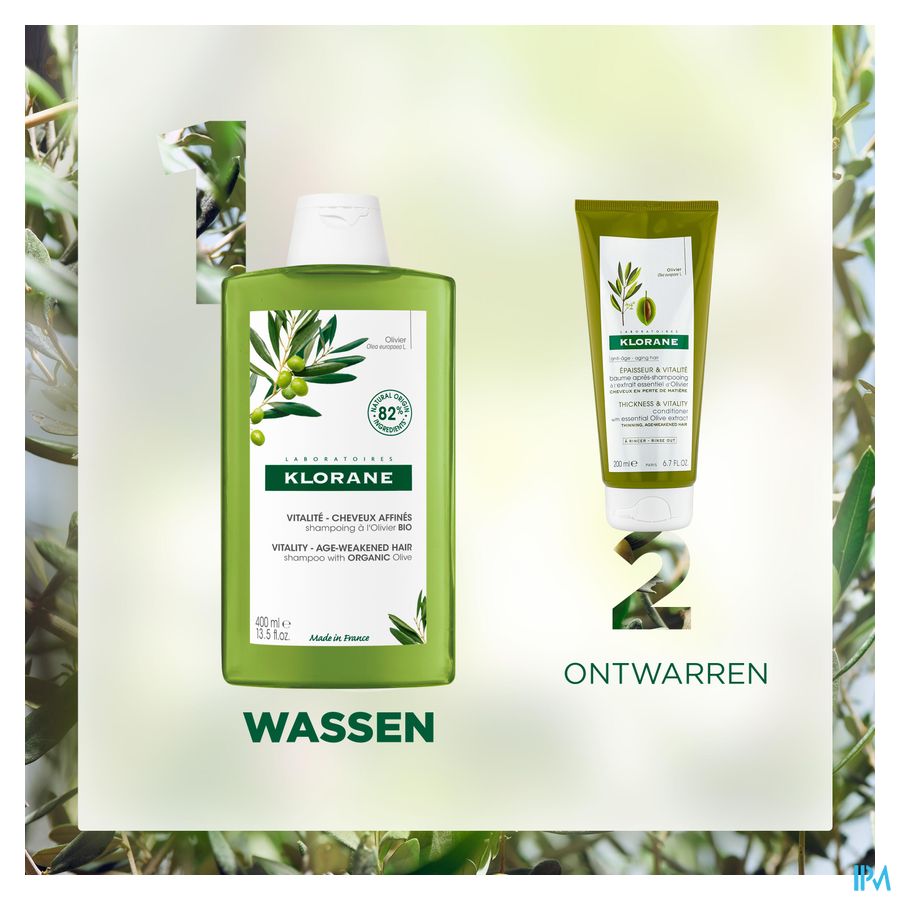 Klorane - Shampoing Vitalité à l'Olivier BIO - Cheveux affinés