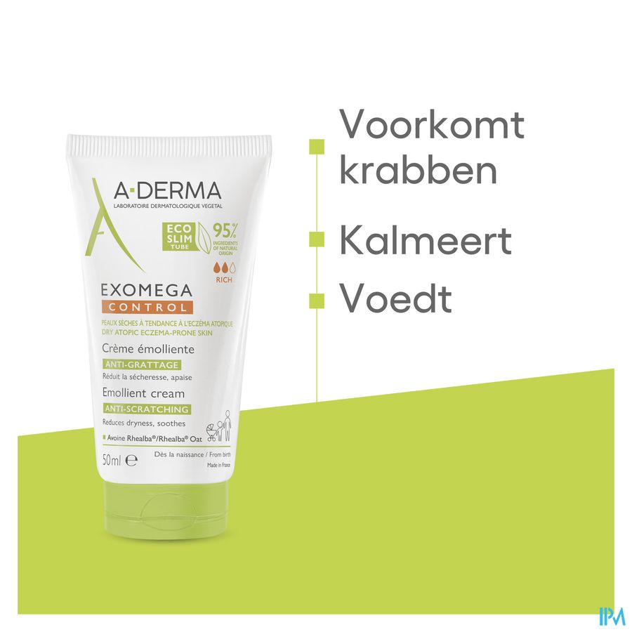 A-DERMA — EXOMEGA CONTROL — CRÈME ÉMOLLIENTE anti-grattage peau à tendance atopique