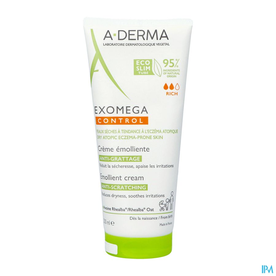 A-DERMA — EXOMEGA CONTROL — CRÈME ÉMOLLIENTE anti-grattage peau à tendance atopique