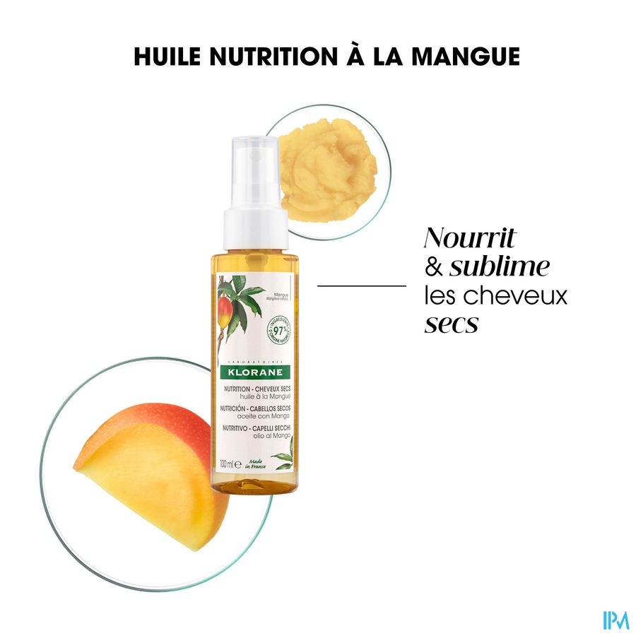Klorane - Huile à la Mangue – Nutrition - Cheveux secs