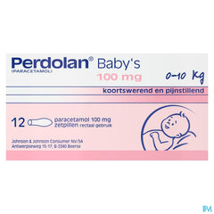 Perdolan® Bébés, suppositoires avec 100 mg de paracétamol, pour le traitement symptomatique de la fièvre et de la douleur chez les bébés, 12 suppositoires