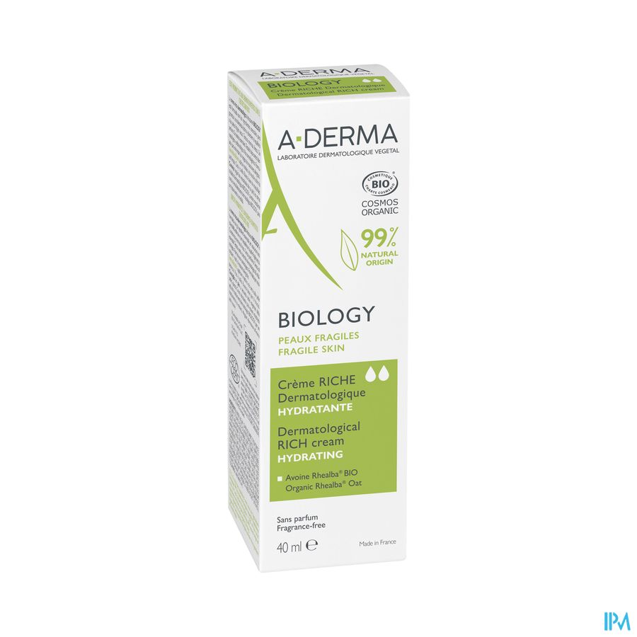 A-DERMA - BIOLOGY CRÈME RICHE DERMATOLOGIQUE HYDRATANTE - Crème visage hydratante riche - BIOLOGY