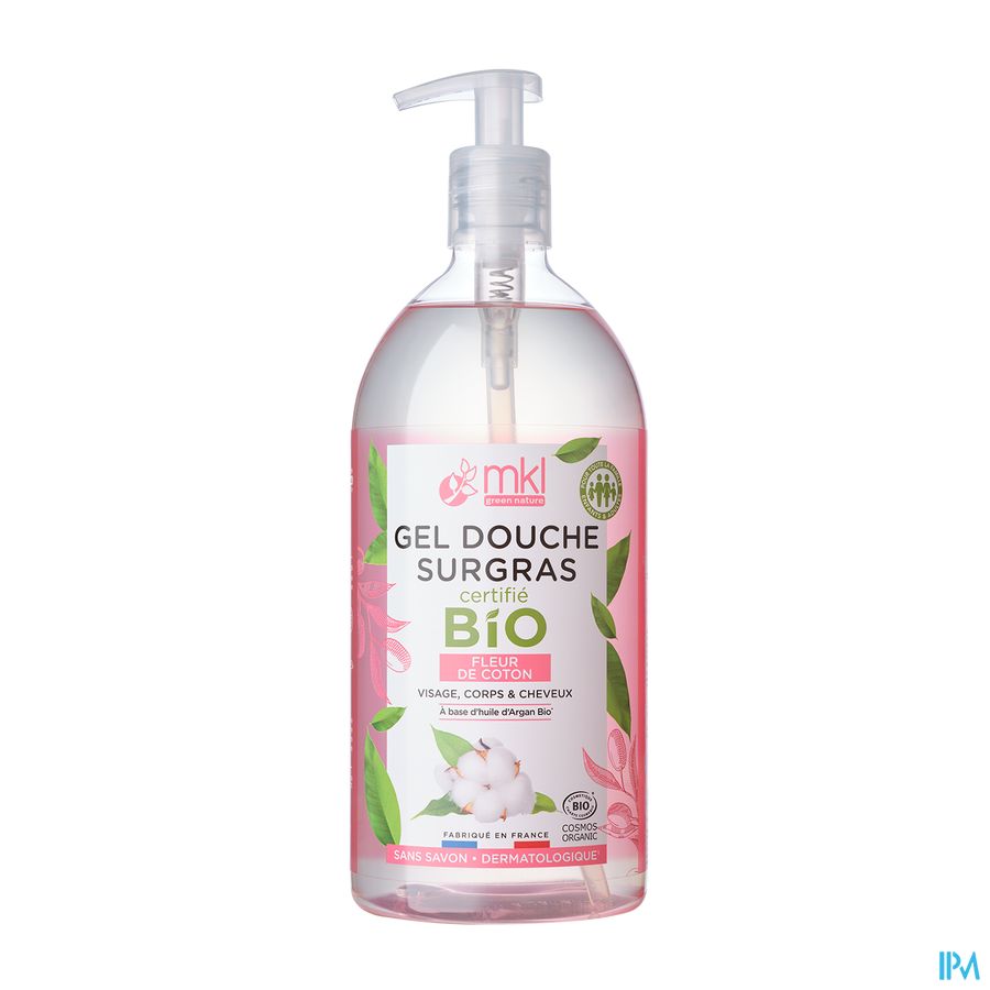 Mkl Gel Douche Bio Fleur Coton Fl Pompe 1l
