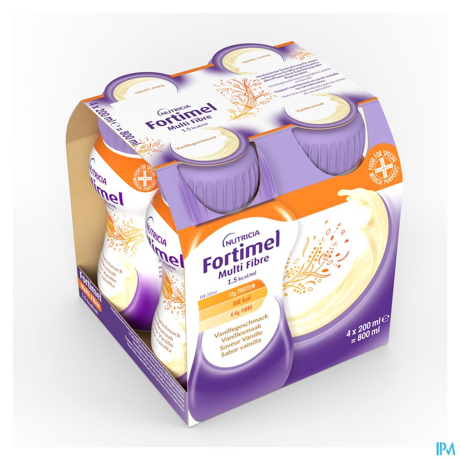 Fortimel Multifibre 1.5kcal Goût Vanille Bouteilles 4x200ml