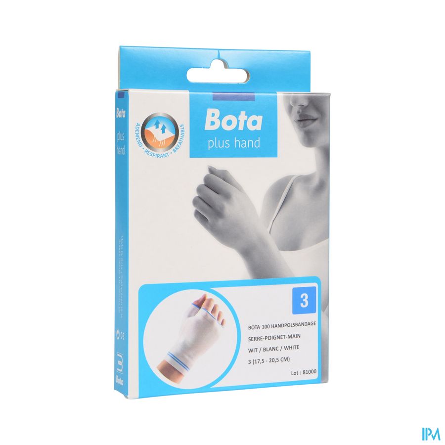 SERRE-POIGNET-MAIN 100 + POUCE BLANC \ 3 = 17,5 - 20,5 CM