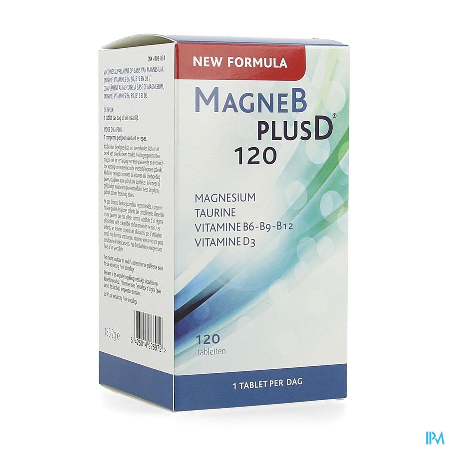 MagneBplusD - Magnésium, Vitamine D, Vitamines B, Acide Folique, Taurine - 120 comprimés