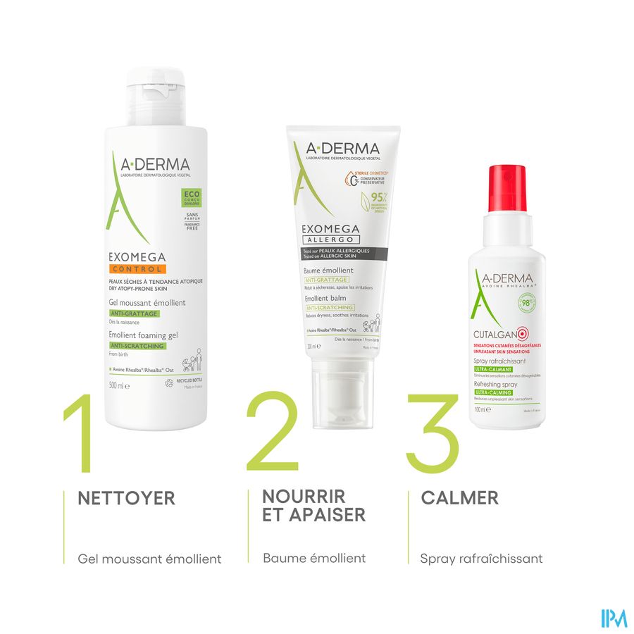 A-DERMA - EXOMEGA CONTROL GEL MOUSSANT ÉMOLLIENT ANTI-GRATTAGE - Peaux à tendance atopique