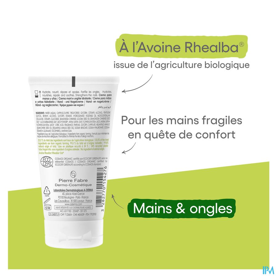 A-DERMA LES INDISPENSABLES Crème mains & ongles hydratante