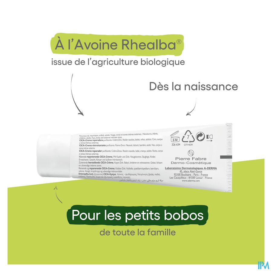 A-Derma Dermalibour+ Cica Crème Réparatrice assainissante Peau irritée cicatrices 100ml