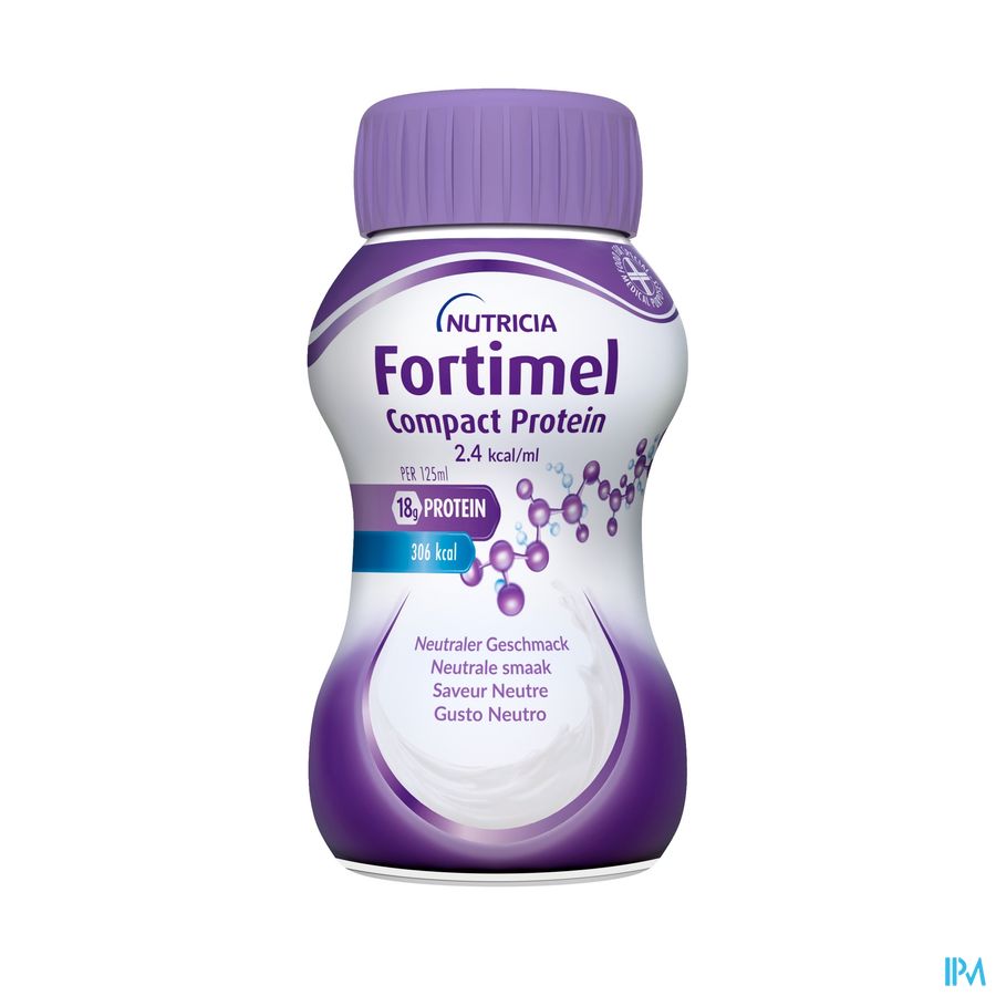 Fortimel Compact Protein 2.4kcal Saveur Neutre Complément Nutritionnel Dénutrition Bouteilles 4x125 ml
