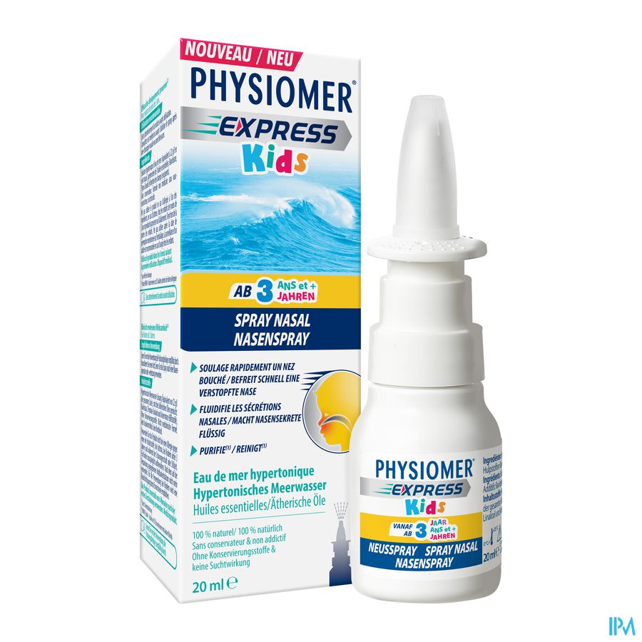 Physiomer® Express Kids Spray Nasal 20ml-En Cas De Nez Bouché,Nez Coulant,Rhume