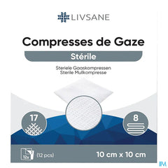 Livsane Compresses Steriles 8pl 10x10cm 12