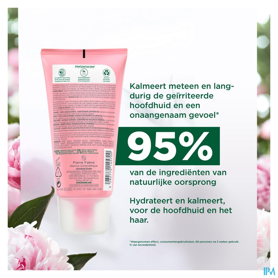 Klorane - Après-shampoing à la Pivoine BIO - Apaisant - Cuir chevelu sensible