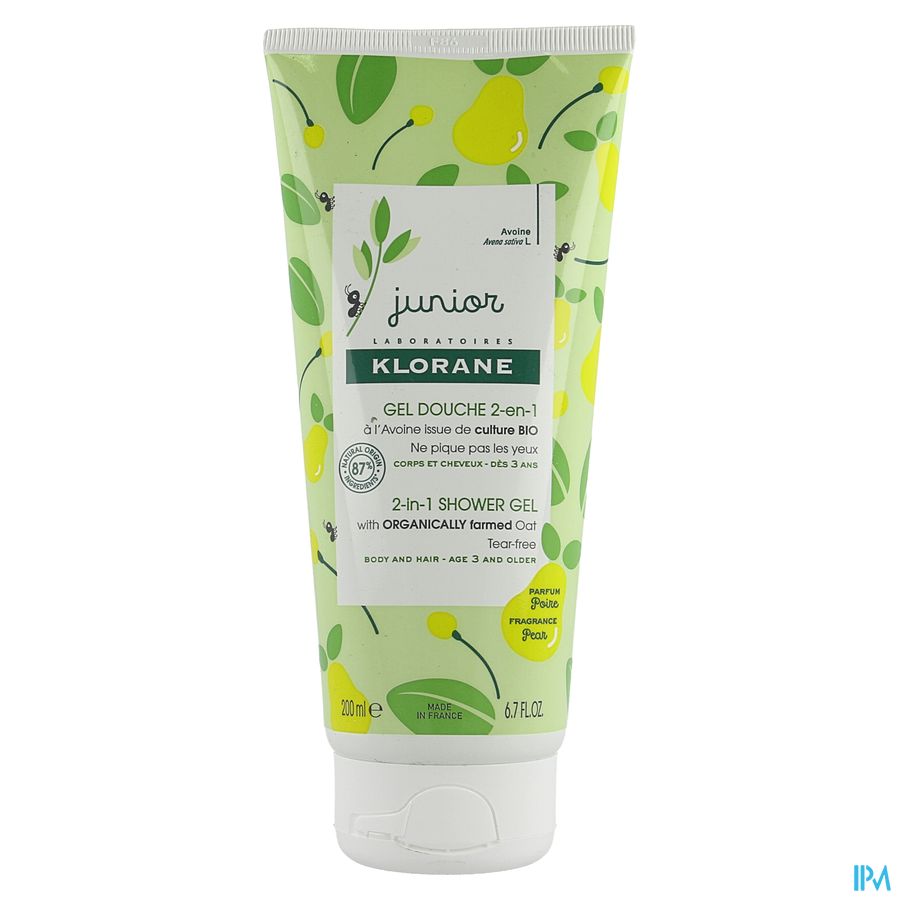 Klorane - Gel douche 2-en-1 à l’Avoine BIO - Poire - Corps et Cheveux - Junior - Enfant