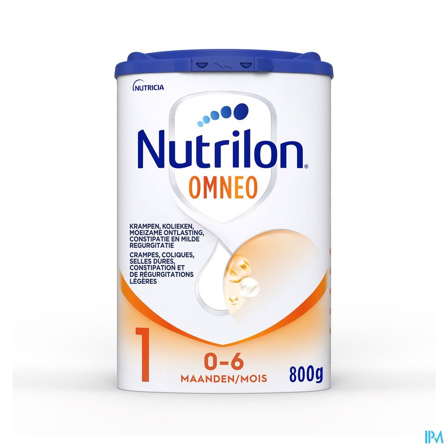 Nutrilon Omneo 1 | Crampes, Coliques, Selles dures, Constipation | Lait Bébé 0-6 mois  | Lait en Poudre pour Biberon | Boite 800g