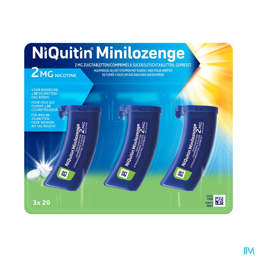 NiQuitin® Minilozenge comprimé à sucer 2 mg 60p – Arrêter de Fumer – Réprime l’envie soudaine de cigarette