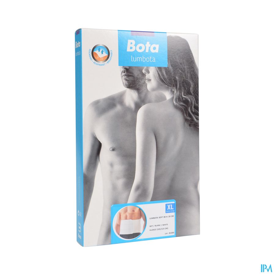 LUMBOTA  SOFT  3 BANDES  HAUTEUR 20 CM BLANC \ XLARGE = 105/125CM