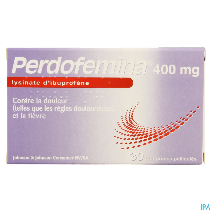 Perdofemina® comprimés, soulage les douleurs menstruelles, analgésique avec 400 mg d’ibuprofène, 30 comprimés