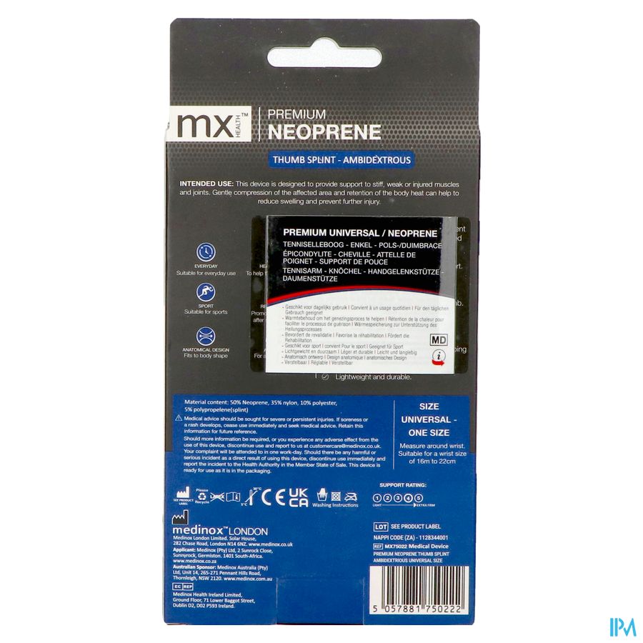 Pharmex Mx Orthese Pouce Neopreen Univer.one Size