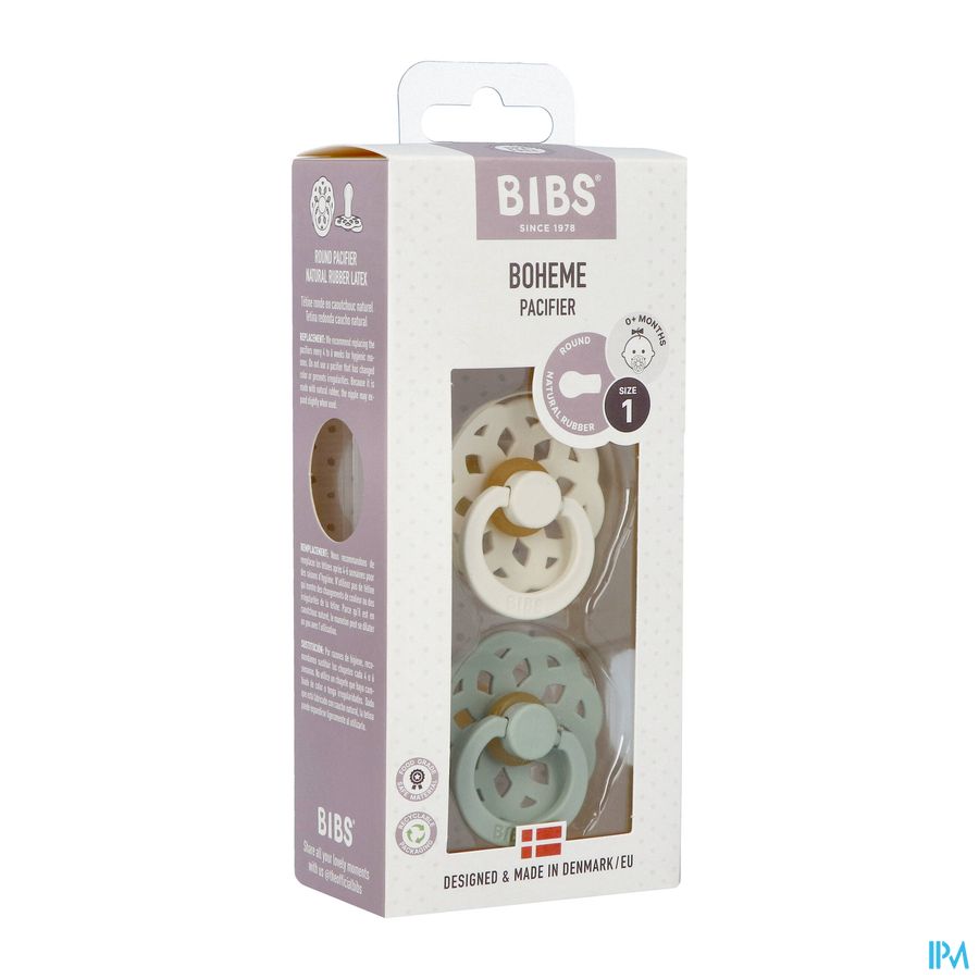 Bibs 1 Sucette Boheme Duo Sage/ivory 2