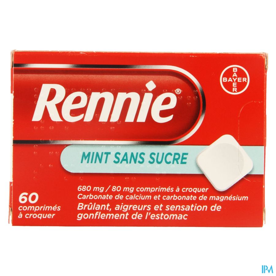 Rennie Sans Sucre Pastilles 60