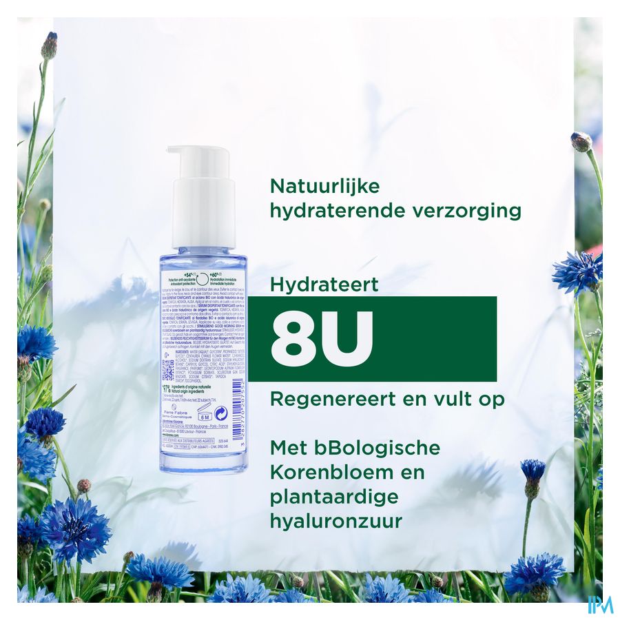 Klorane - Sérum Réveil tonique au Bleuet BIO et Acide hyaluronique - Visage, cou et contour des yeux