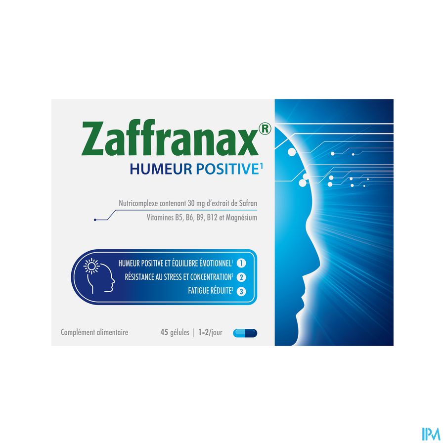 Zaffranax® Humeur Positive 45 Gélules - Émotionnel (1), stress (2), fatigue (3)