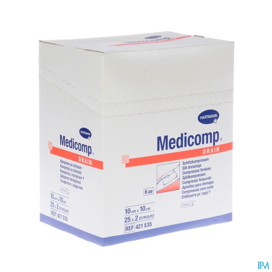 Medicomp Drain 10x10cm 6pl St 25x2 P/s