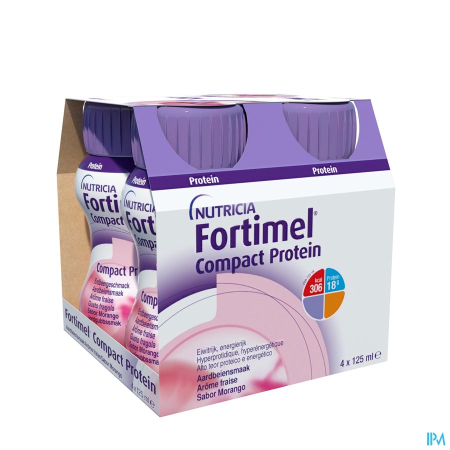 Fortimel Compact Protein Goût Fraise Bouteilles 4x125ml