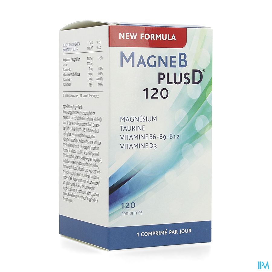 MagneBplusD - Magnésium, Vitamine D, Vitamines B, Acide Folique, Taurine - 120 comprimés