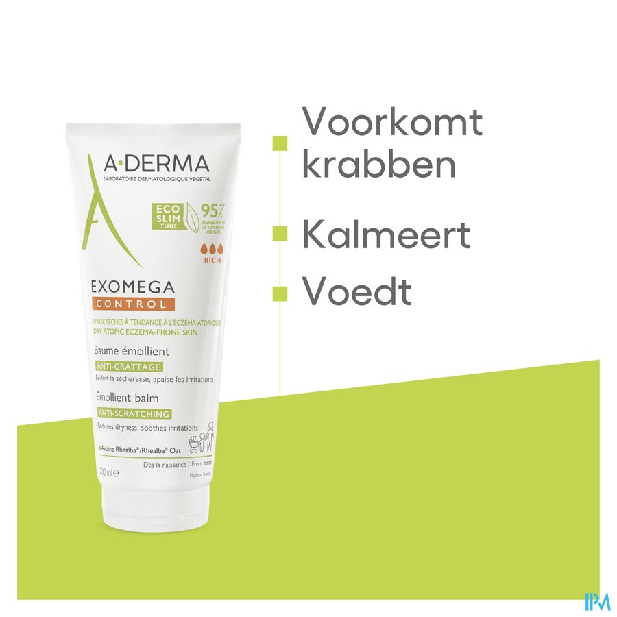A-Derma Exomega Control Baume emollient Anti-grattage peau à tendance atopique 400ml