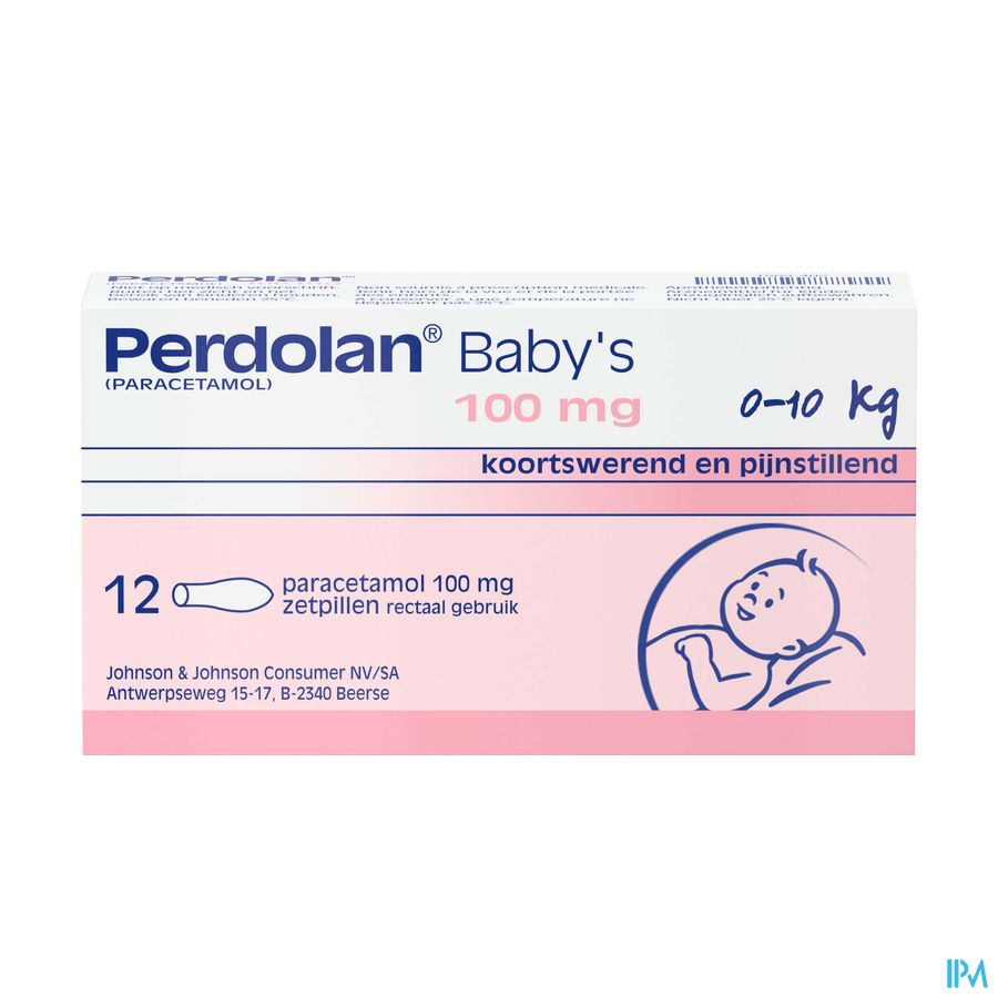 Perdolan® Bébés, suppositoires avec 100 mg de paracétamol, pour le traitement symptomatique de la fièvre et de la douleur chez les bébés, 12 suppositoires