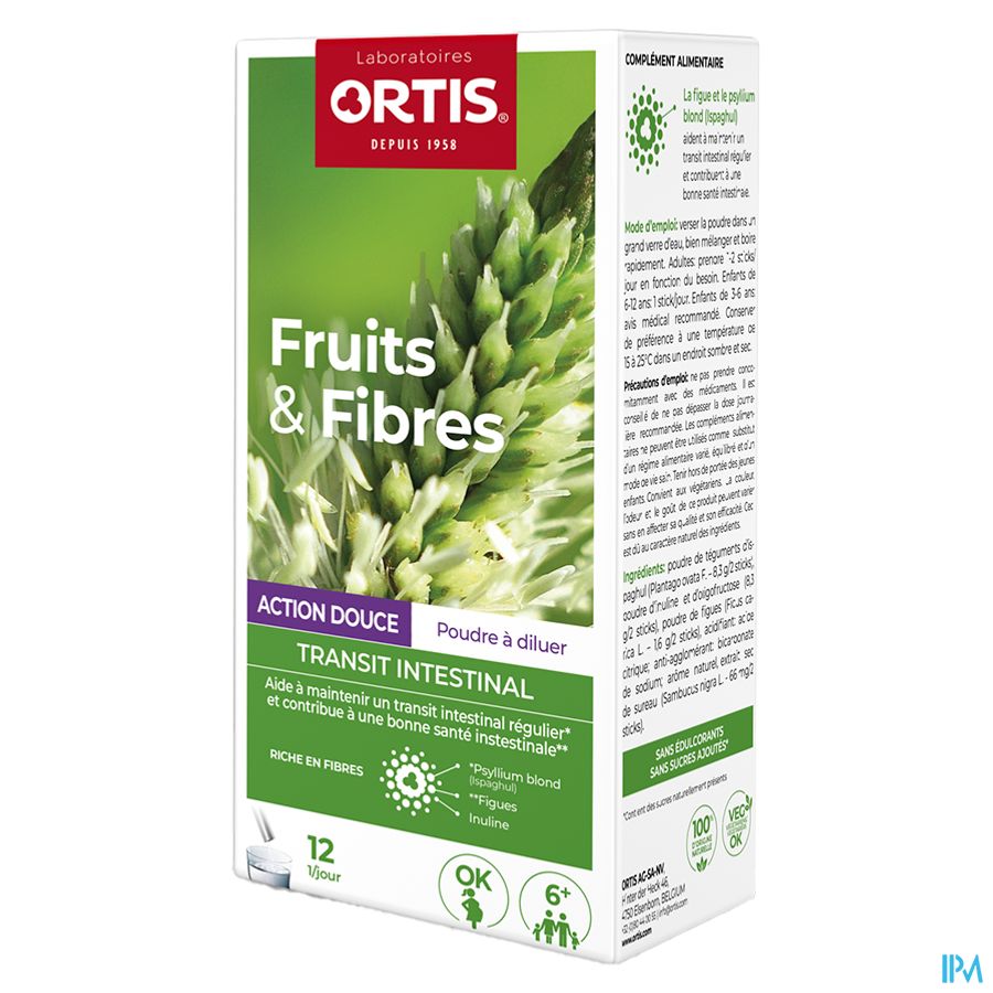 Ortis Fruits & Fibres Action Douce Sticks 12x10g