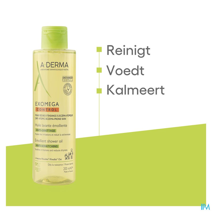 A-DERMA EXOMEGA CONTROL Huile lavante émolliente anti-démangeaisons - Peaux fragiles sèches à tendance atopique