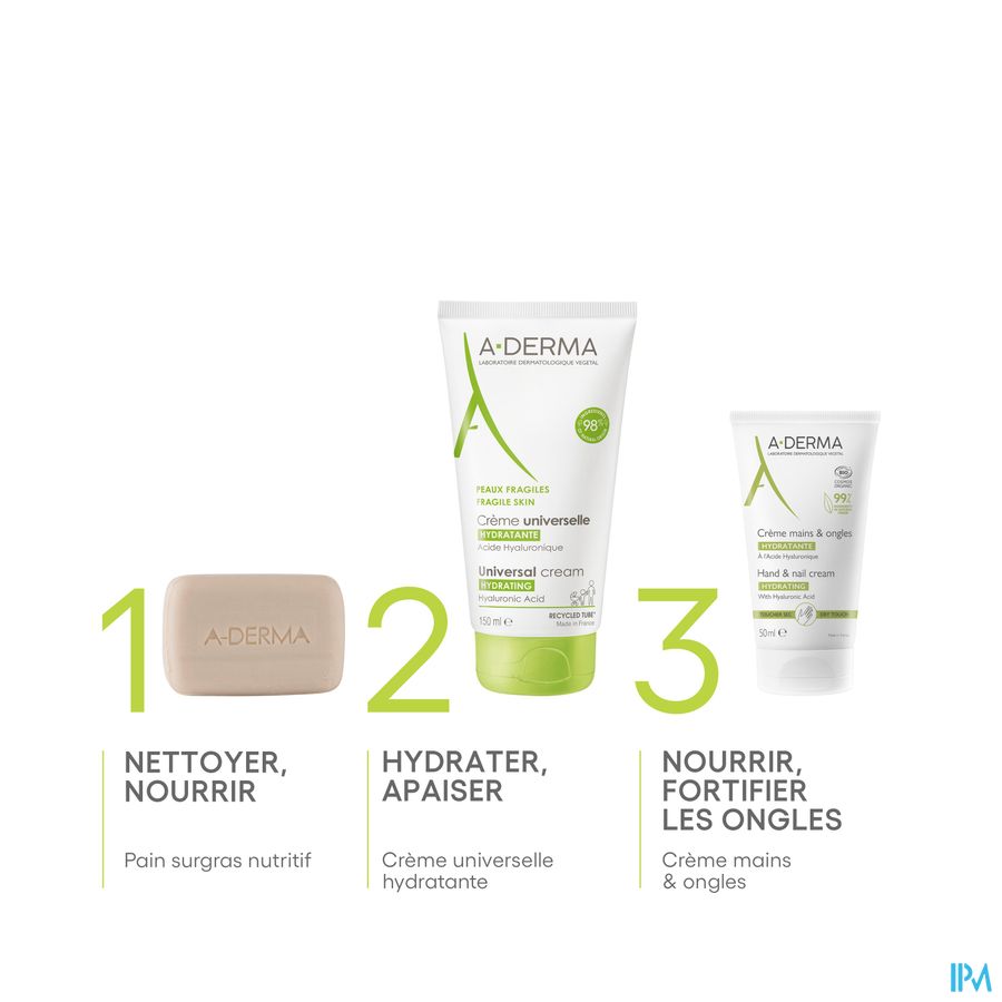 A-DERMA - LES INDISPENSABLES CRÈME UNIVERSELLE HYDRATANTE - À l'acide hyaluronique et beurre de karité - Peaux Fragiles