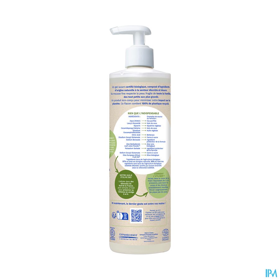 Mustela BIO gel lavant - famille 400 ml