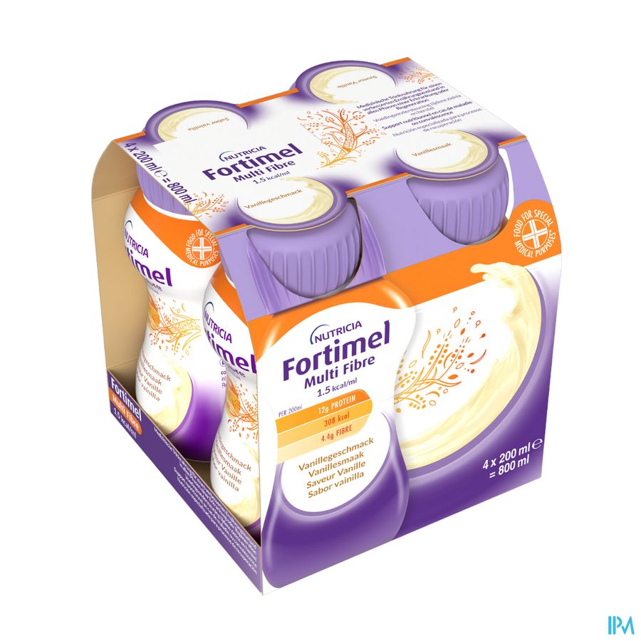 Fortimel Multifibre 1.5kcal Goût Vanille Bouteilles 4x200ml