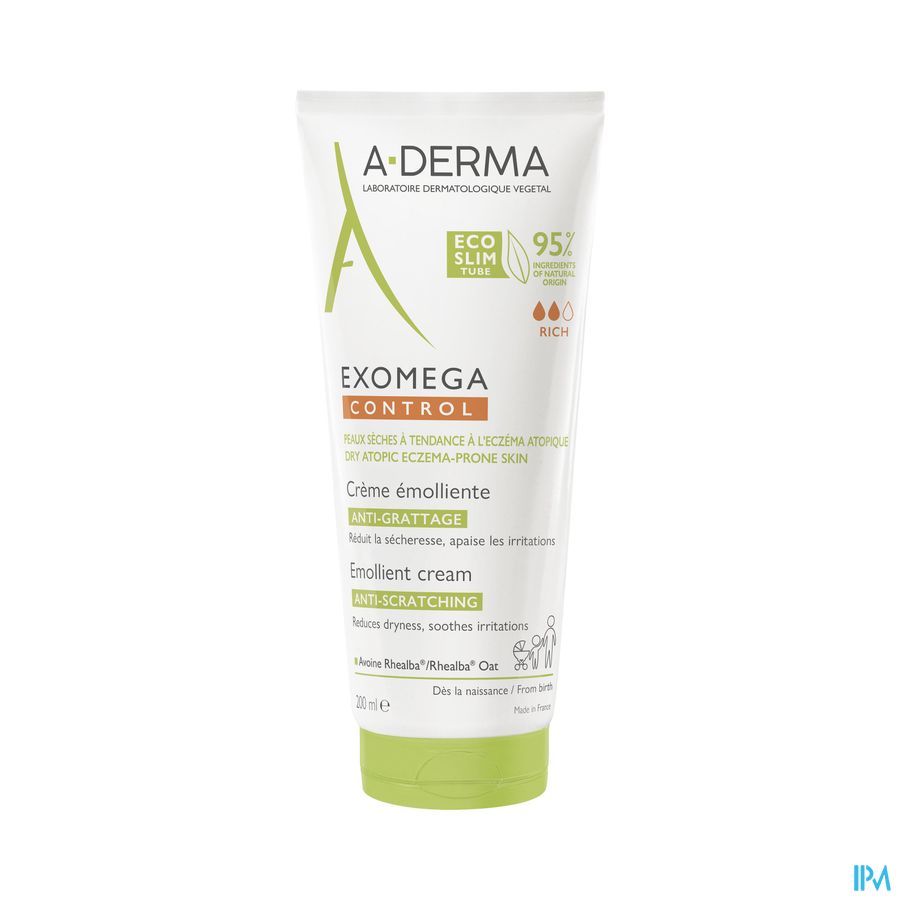 A-DERMA — EXOMEGA CONTROL — CRÈME ÉMOLLIENTE anti-grattage peau à tendance atopique