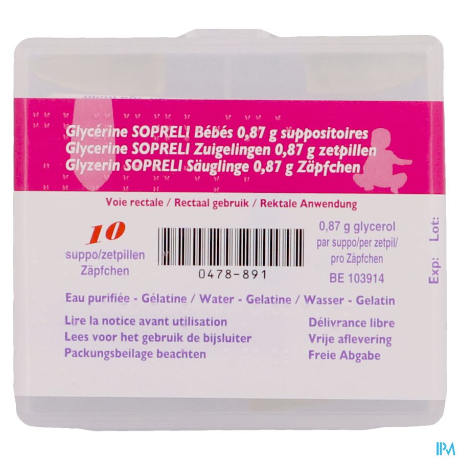 Suppo glycerine Sopreli bébés 10