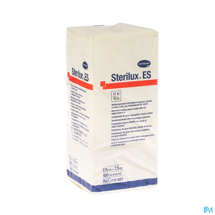 Sterilux Es 7,5x7,5cm12pl.nst 100 P/s