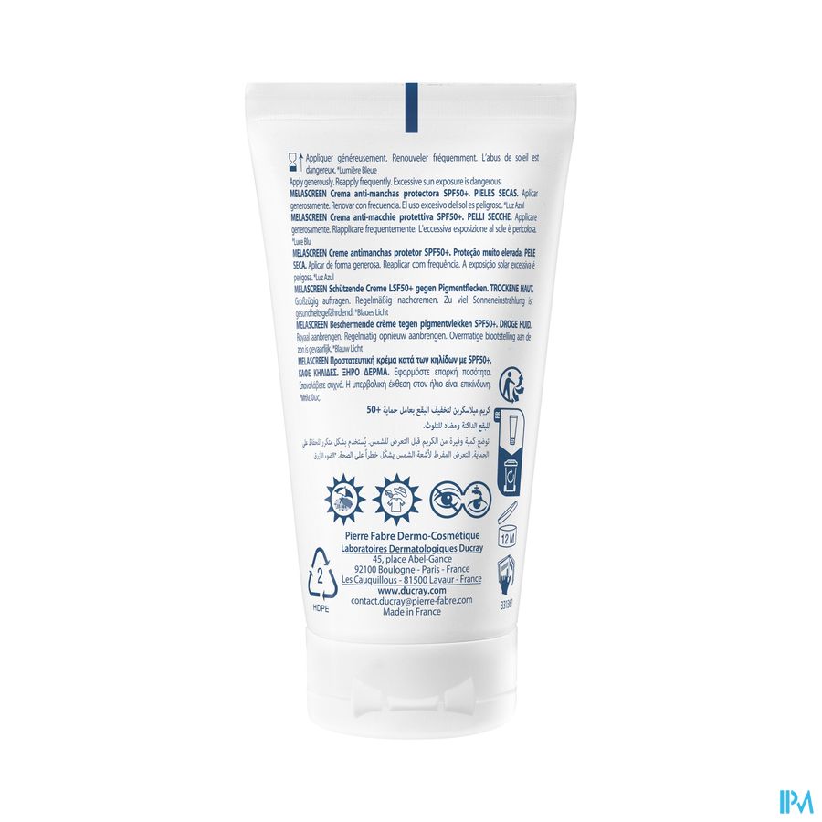 Ducray MELASCREEN Crème anti-taches protection solaire SPF50+ - Peaux sèches