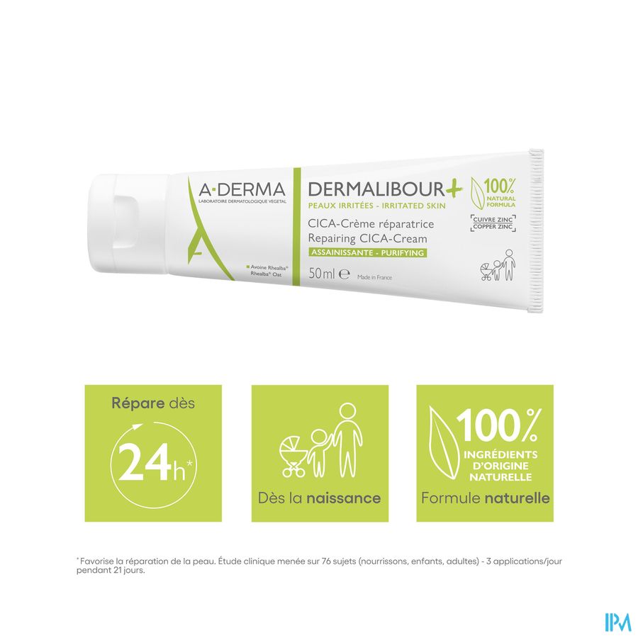 A-Derma Dermalibour+ Cica Crème Réparatrice assainissante Peau irritée cicatrices 100ml